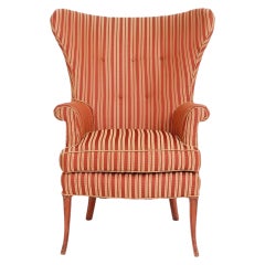 Red & Gold Striped Butterfly Wingback Armchair