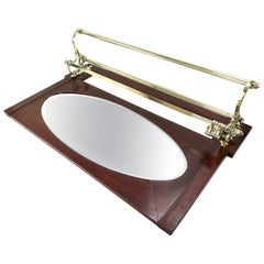 Art Deco Wall Coat Rack with Mirror Made of Wood and Brass, 1923