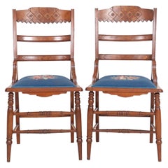 Eastlake Needlepoint Side Chairs, a Pair