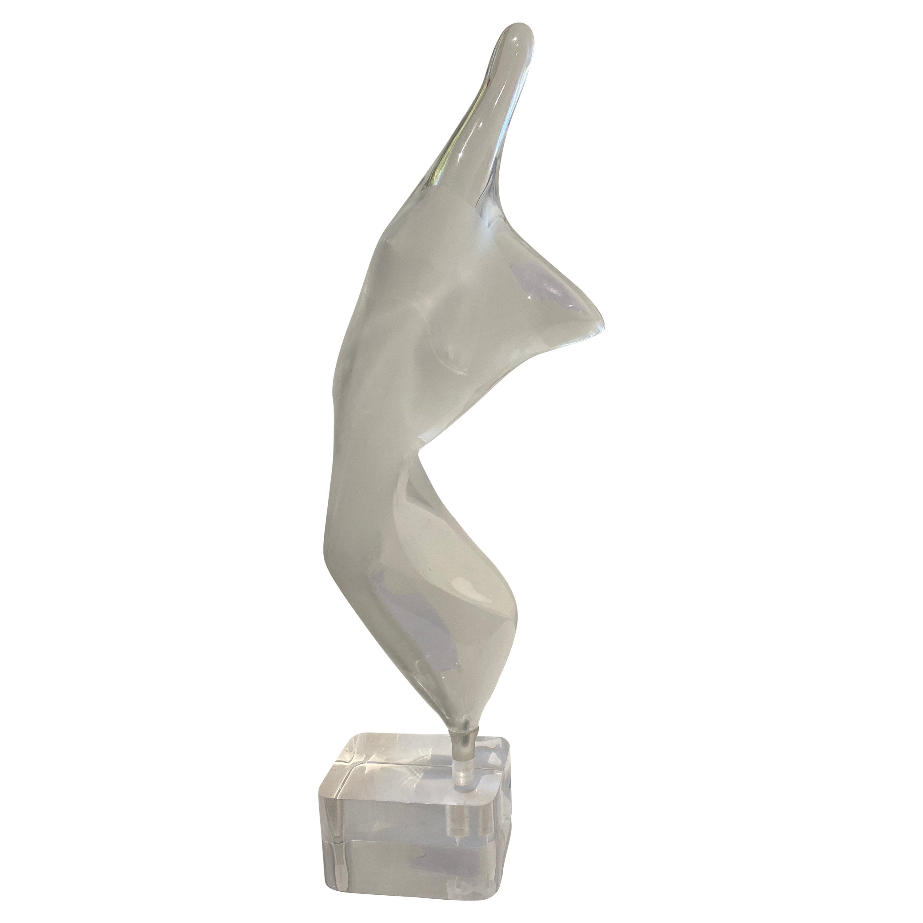 Lucite Stylized Nude Figure Signed Shacham 83' For Sale