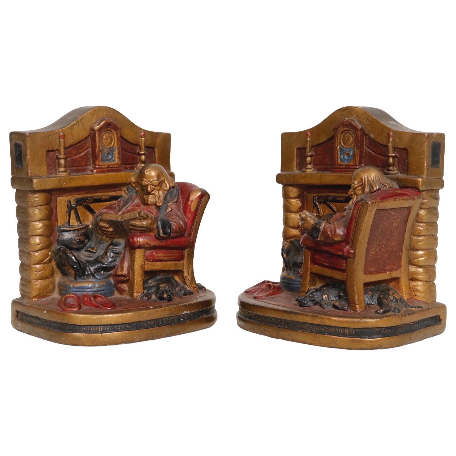 "Grand Dad" Bronze Bookends, Pair