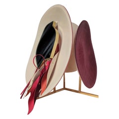 Luxus-Leder-Messing-Tischspiegel-Skulptur, Frankreich