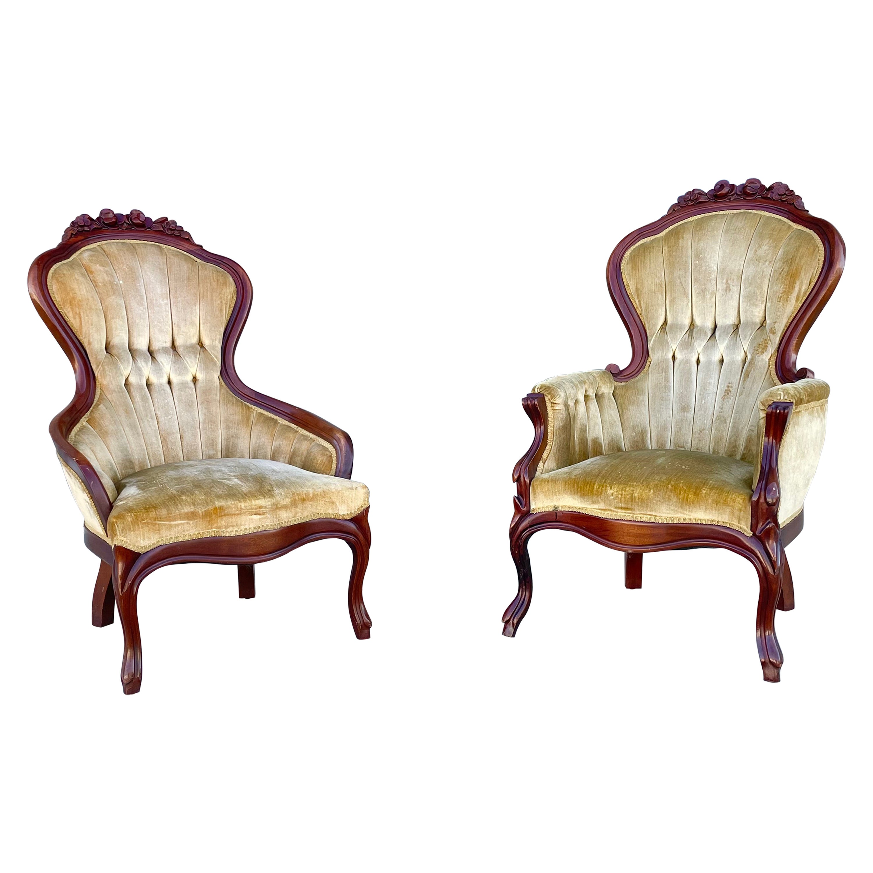 Vintage Victorian Lounge Chairs Styled After Kimball