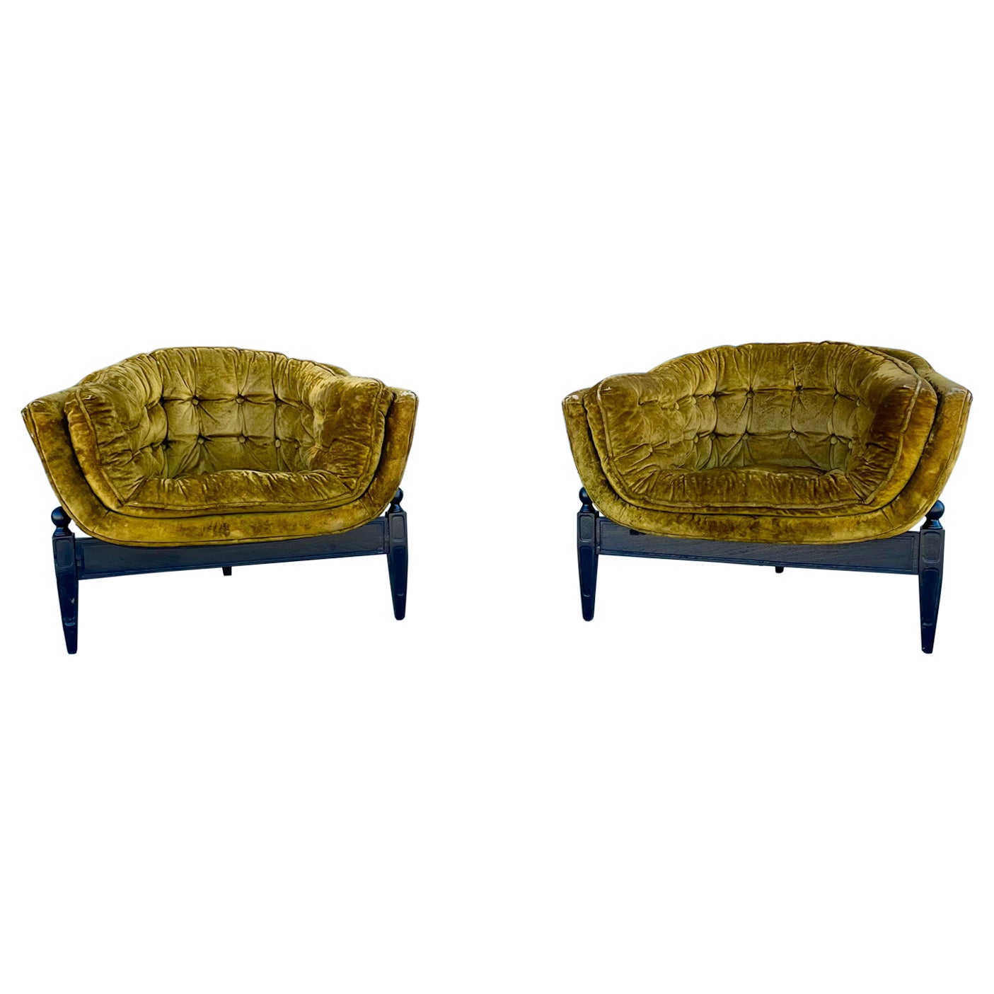 Mid-Century Barrel Lounge Chairs Styled After Adrian Pearsall