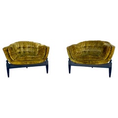 Mid-Century Barrel Lounge Chairs Styled After Adrian Pearsall