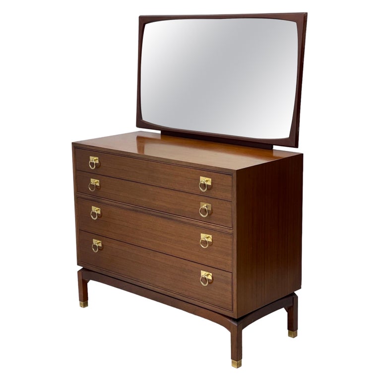 Vintage Mid Century Modern Dresser with Mirror For Sale at 1stDibs