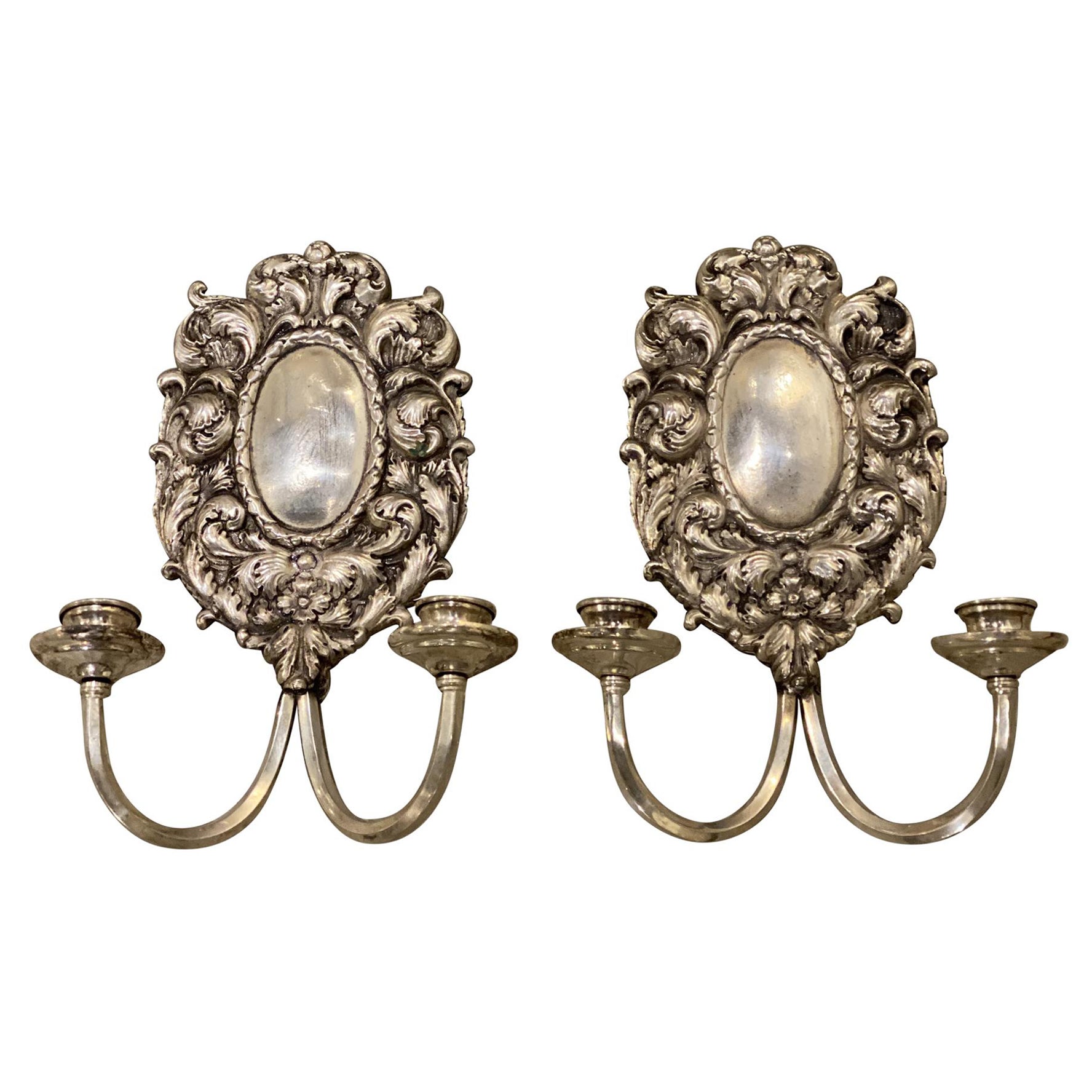Pair of Caldwell Silver Plated Sconces