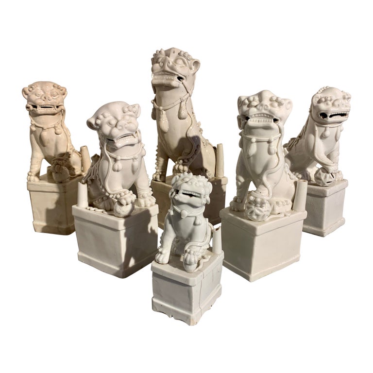 Collection of Chinese Blanc de Chine Foo Dogs, 17th-19th Century, China For Sale