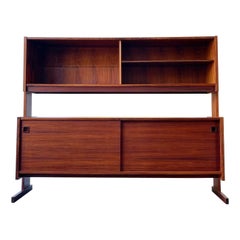 Danish Rosewood Credenza with Floating Hutch