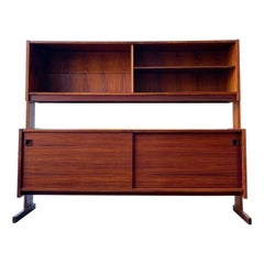 Vintage Danish Rosewood Credenza with Floating Hutch