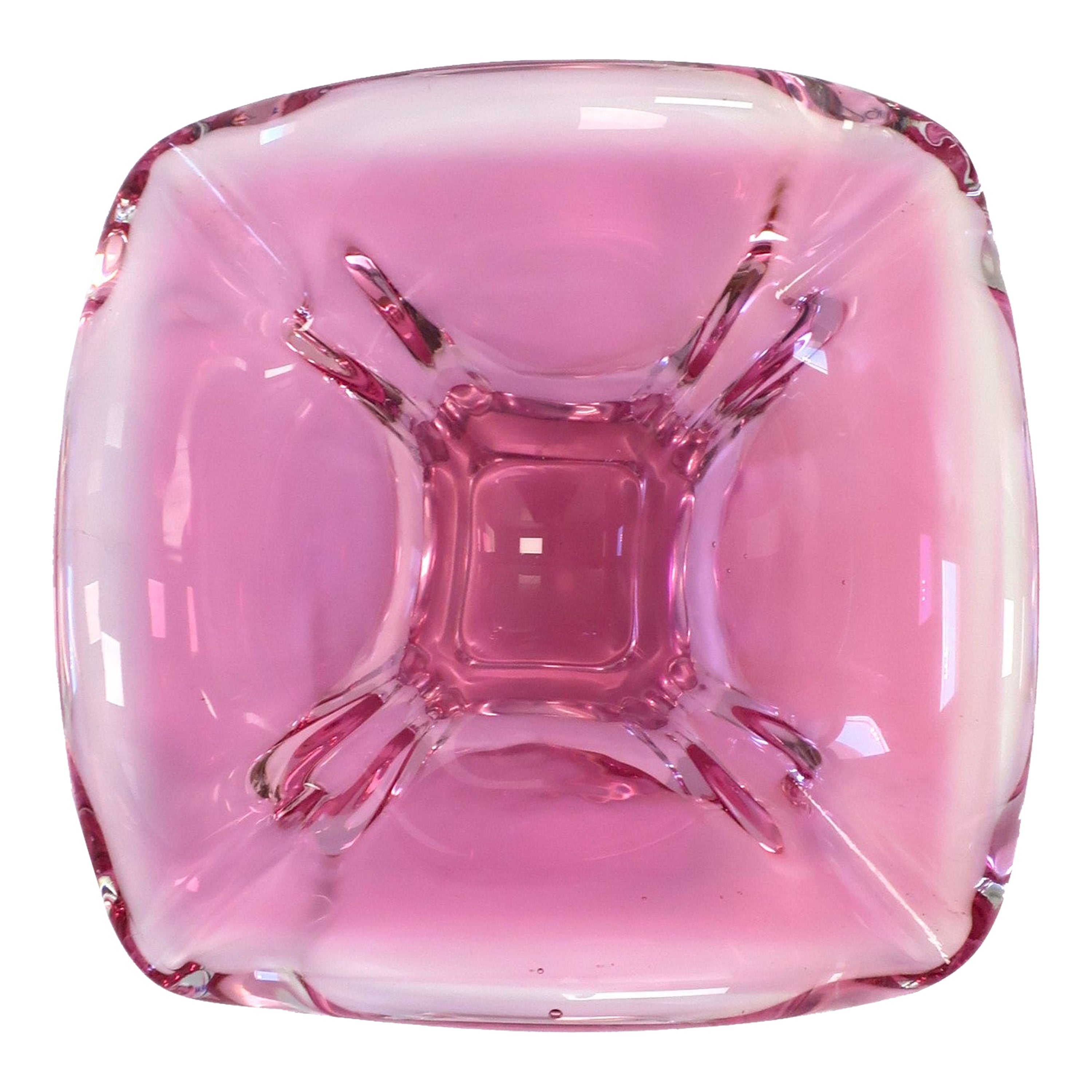 Italienische Muranoglasschale oder Aschenbecher aus rosa Kunstglas im Angebot
