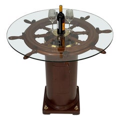 Used Ships Wheel and Binnacle Table
