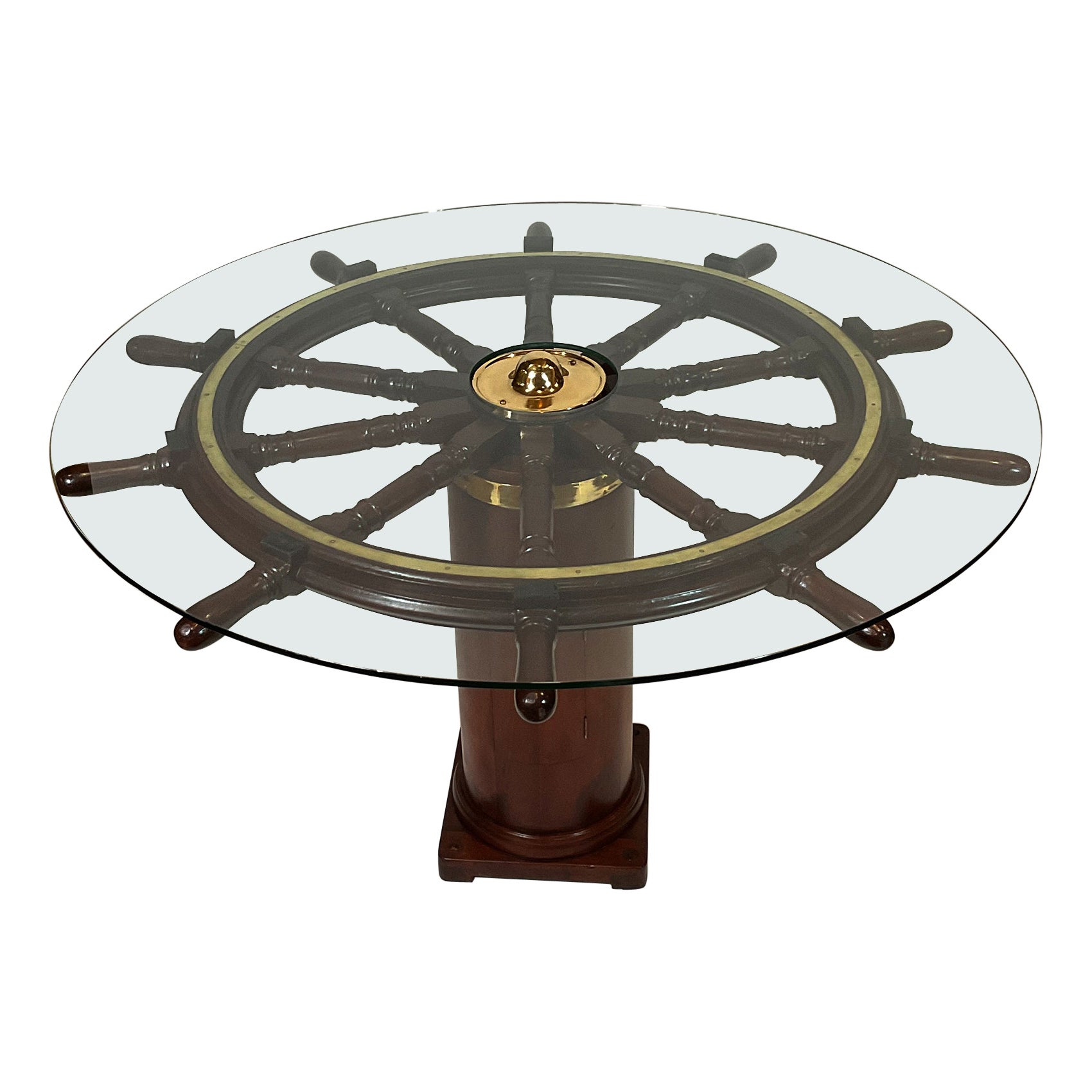 Table de salle à manger en forme de roue de bateau antique à dix branches