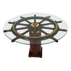 Ten Spoke Antique Ships Wheel Dining Table