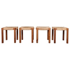 Set of Four Scandinavian Stools in Pine by Daumiller, Danish Design