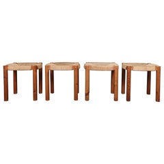 Set of Four Scandinavian Stools in Pine by Daumiller, Danish Design 