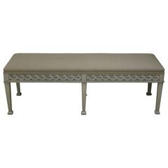 Gustavian Style Upholstered Bench, England, Contemporary