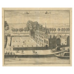 Antique Print of the Leper's House in The Hague, The Netherlands