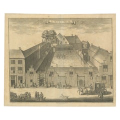 Antique Print of the Orphanage in the Hague in the Netherlands