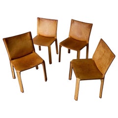 CAB Chairs with Patinated Cognac Leather Design Mario Bellini by Cassina, 1970s