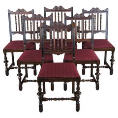 6 Used Grand Rapids Chair Co. William & Mary Walnut Dining Chairs Jacobean