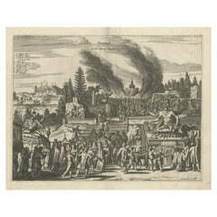 Antique Print of a Japanese Funeral Ceremony