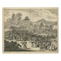 Antique Print of the Rebels against the Japanese Emperor Kubo