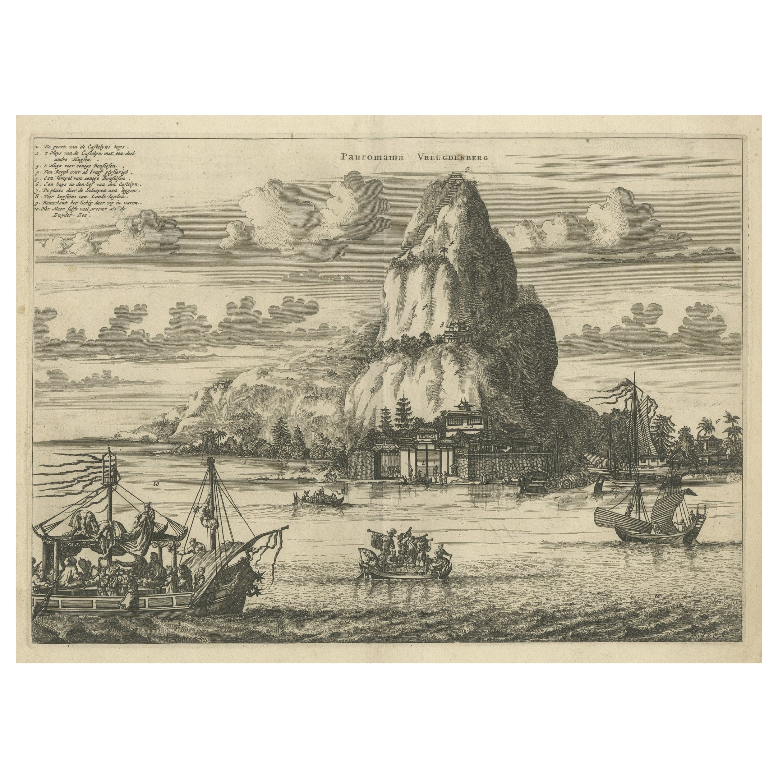 Antique Print of Pauromama or Mount of Pleasure, Japan For Sale