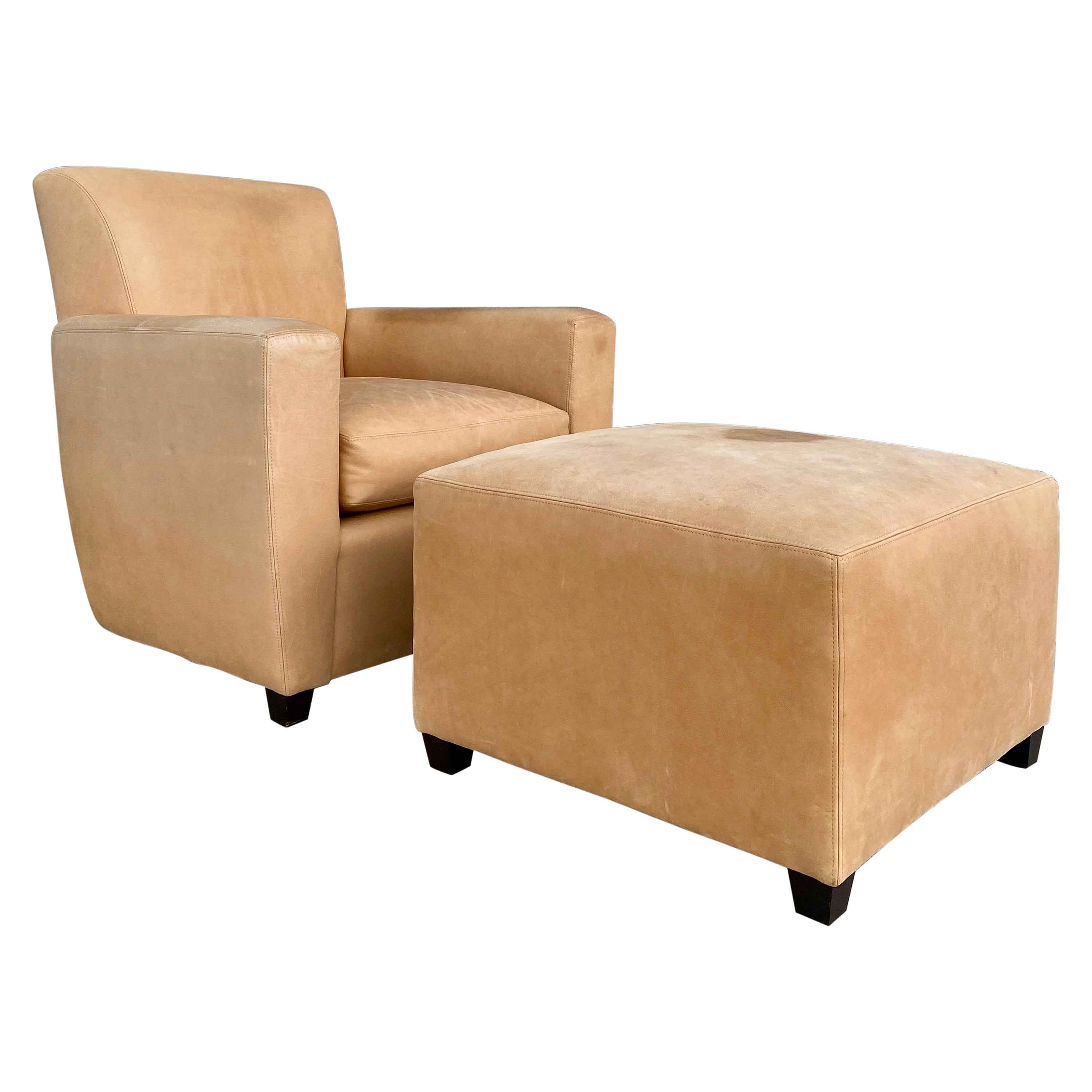 Designed by Coach, Inc. for Baker Natural Leather Curved Chair and Ottoman