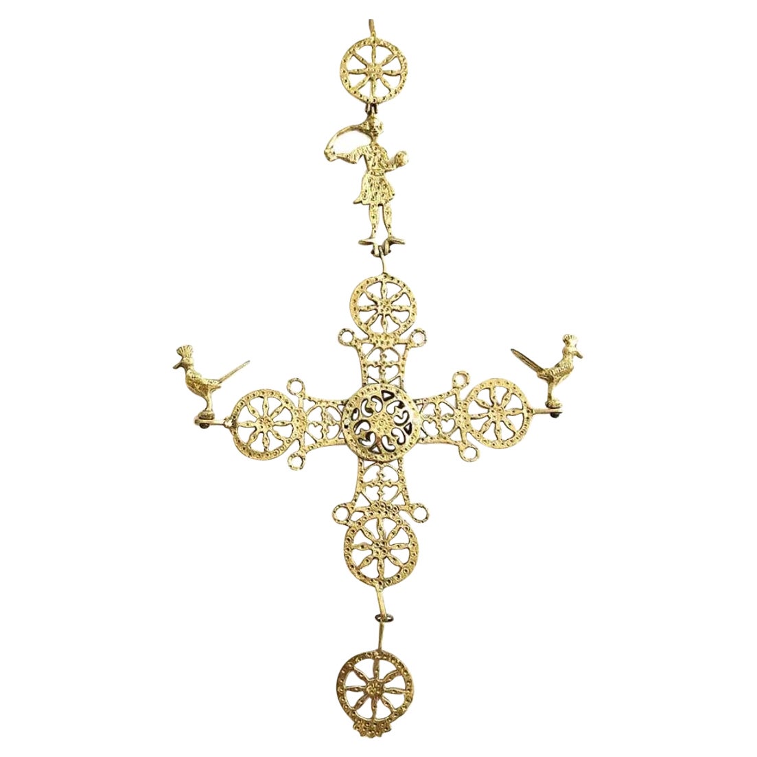 Crucifix Metal Gold Early Twentieth Century, Antiques For Sale