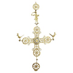 Crucifix Metal Gold Early Twentieth Century, Antiques
