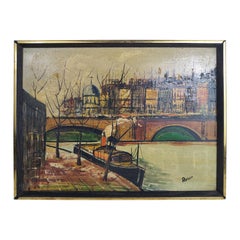 Mid-Century Modern Oil on Canvas of the Rhone & Vatican by Rocco