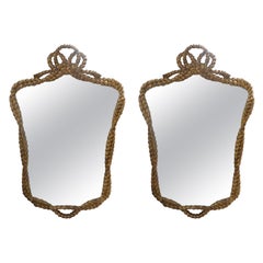 Pair of Italian Giltwood Rope and Tassel Mirrors