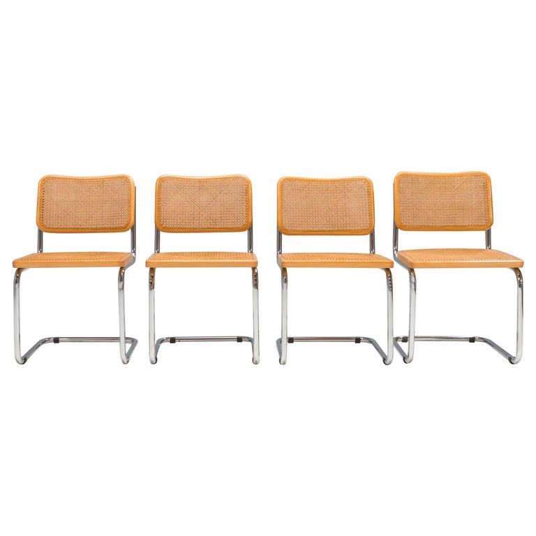Marcel Breuer by Knoll Cane Cesca Chairs, Set of 4 at 1stDibs