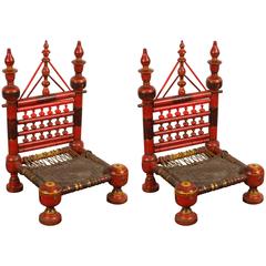 Pair of Pakistani Painted Chairs 4