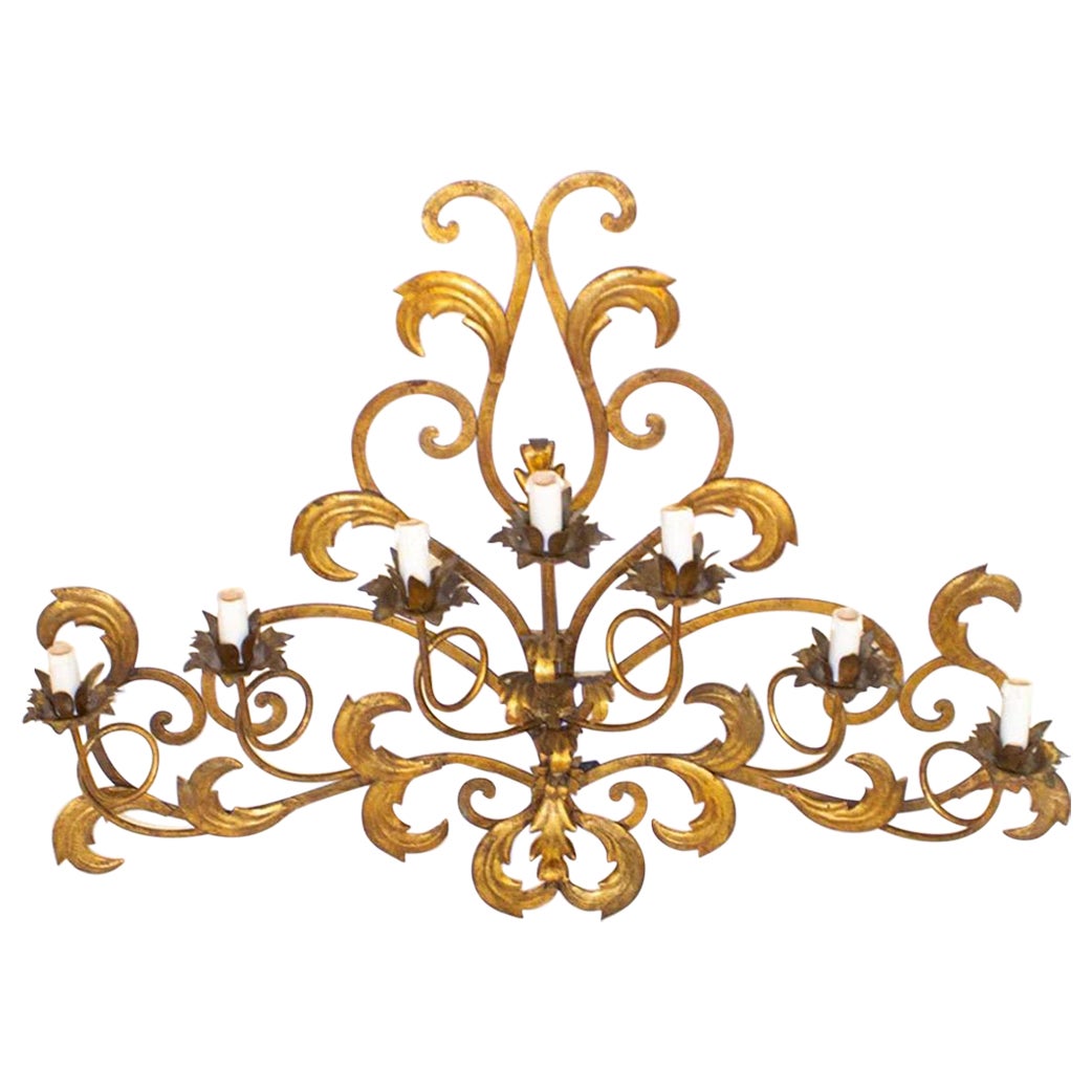 Barocco Big Gold Wall Lamp For Sale