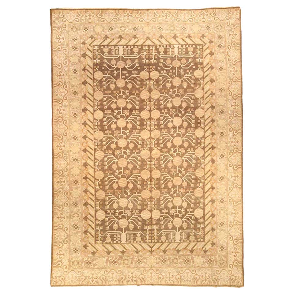 Contemporary Samarkand Beige Brown Hand Knotted Wool Rug by Doris ...