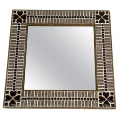 Retro Small Square Tile Mirror with Heart Decorations