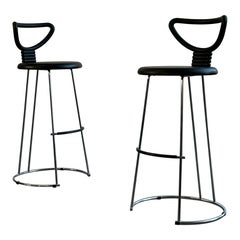Set of 2 Postmodern 'Nardis' Chrome Stools by Nobu Tanigawa for Fasem, 1980s