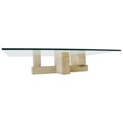 Vintage Travertine Coffee Table Italy, 1970s