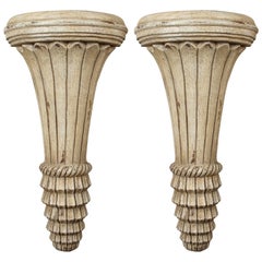 Pair of Early 19th Century Hand Carved and Hand Painted Corbels