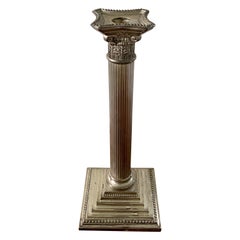 Vintage Neoclassical Silver Corinthian Column Candlestick