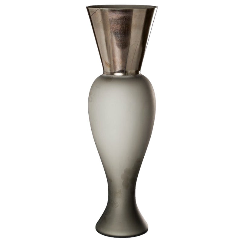 21st Century Regina Large Glass Vase in Grey by Rodolfo Dordoni For Sale