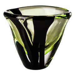 21st Century Black Belt Ovale Extra Small Glass Vase in Black/Crystal/Grass Gree