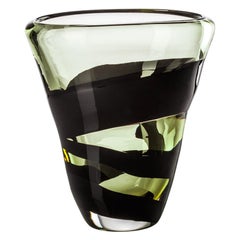 21st Century Black Belt Ovale Large Vase in Black/Crystal/Grass Green