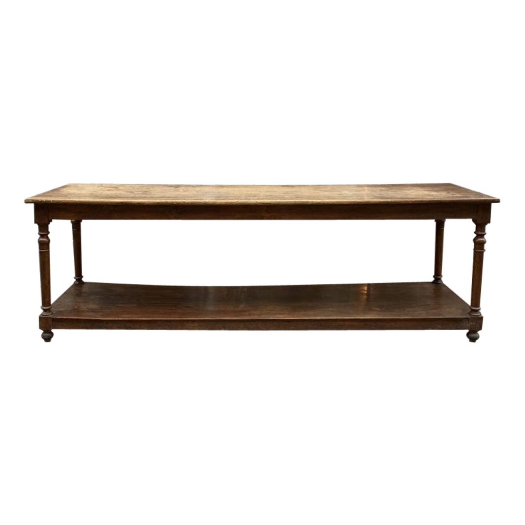Antique French Warm Brown Drapery Console Table