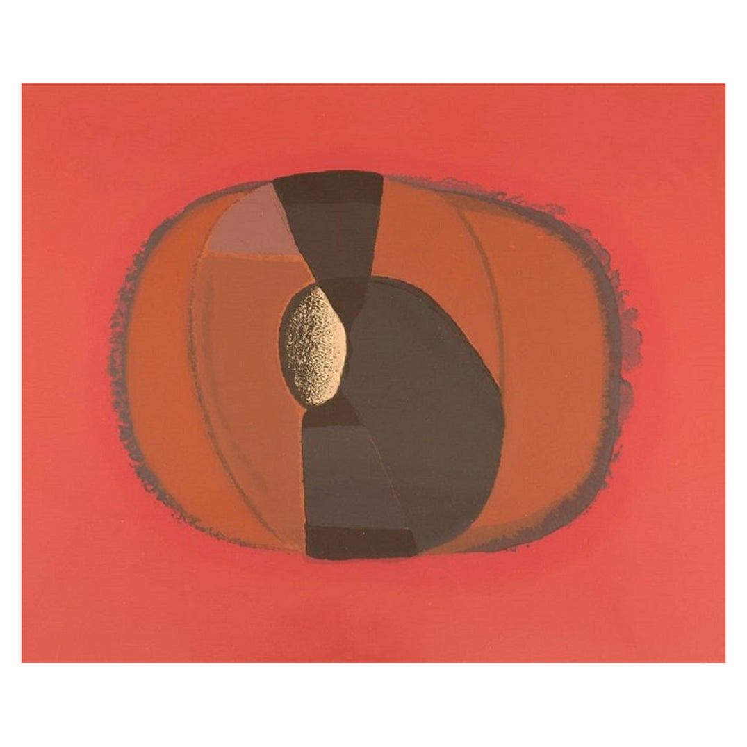 Jean Piaubert (1900-2002) France. Color lithography. Concrete composition. 1960s