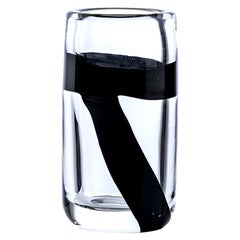 21st Century Cilindro Small Glass Vase in Black/Crystal by Peter Marino