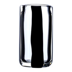 21st Century Cilindro Medium Glass Vase in Black / Crystal by Peter Marino