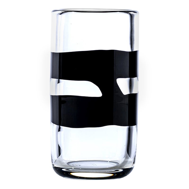 21st Century Cilindro Large Glass Vase in Black/Crystal by Peter Marino For Sale